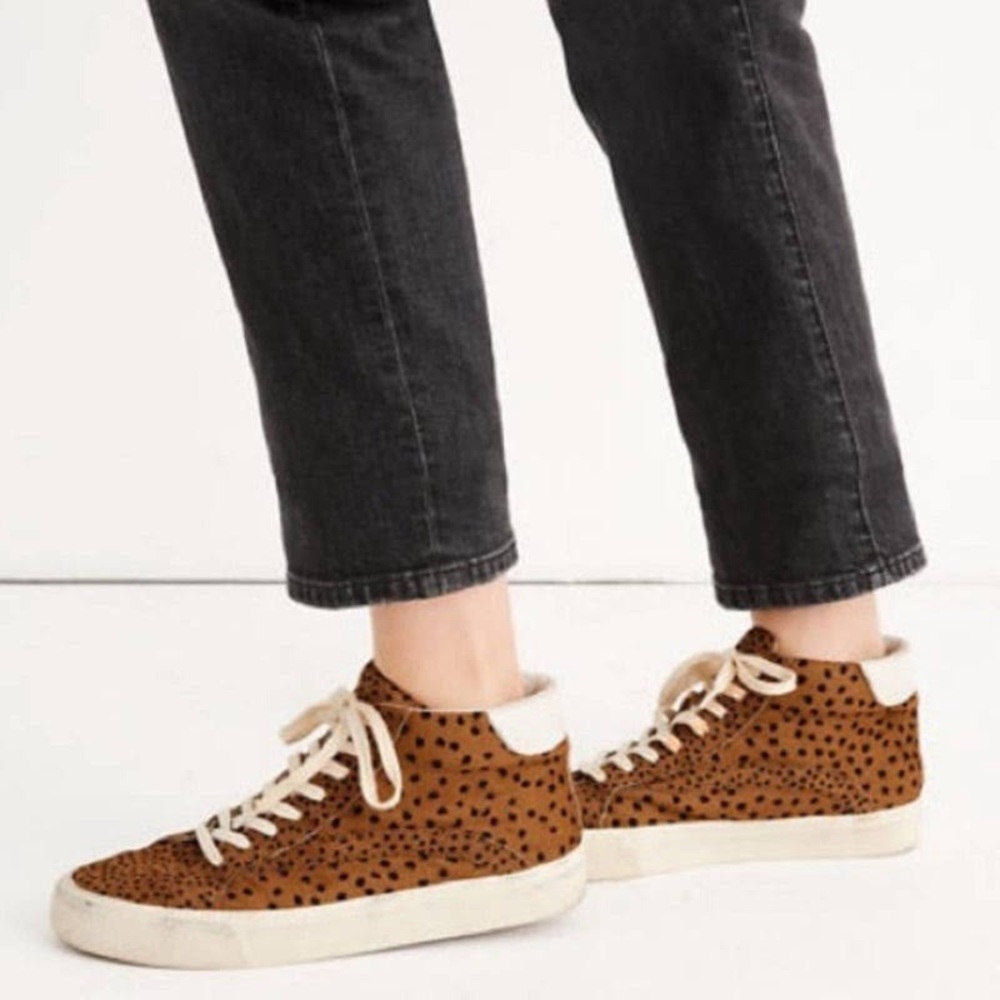 Madewell Sidewalk Spot Dot Calf Hair High Top Sneakers - Like New